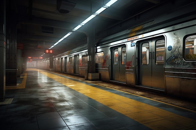 El tren en la estación de metro