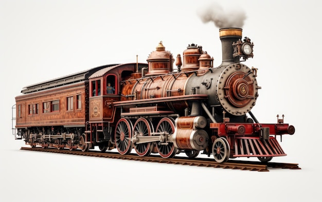 Tren de estilo antiguo en fondo transparente blanco o PNG