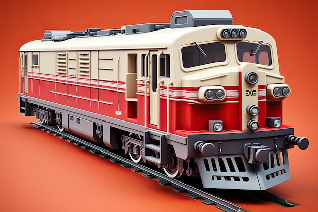 tren de ilustración 3d en color rojo aislado