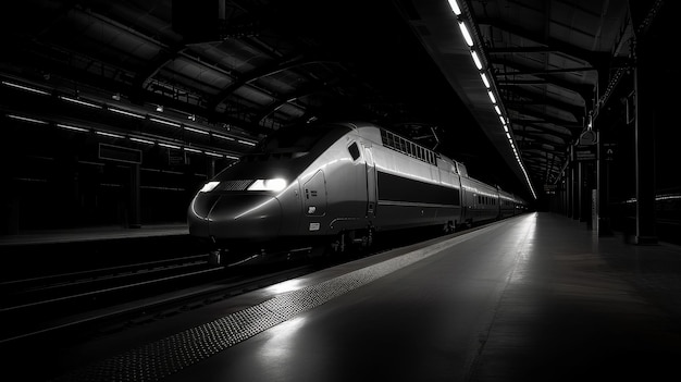 Un tren llega a una estación de trenes ocupada