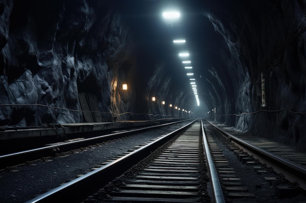 Tren con luces en el túnel elegante Generar ai