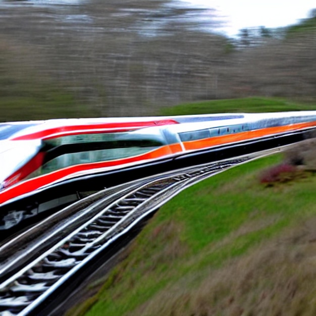 Foto un tren con la palabra 