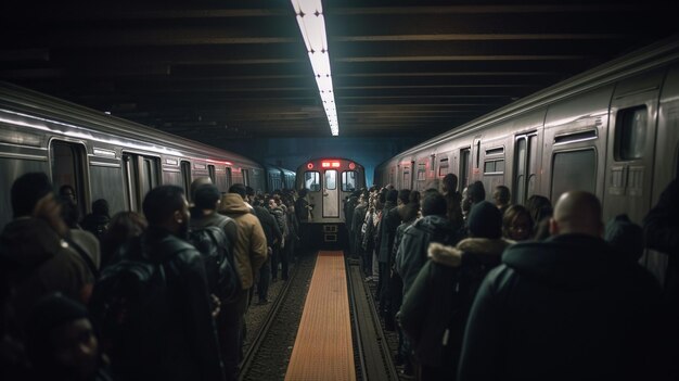 Tren de pasajeros rojo de alta velocidad corriendo por el ferrocarril por la noche al atardecer