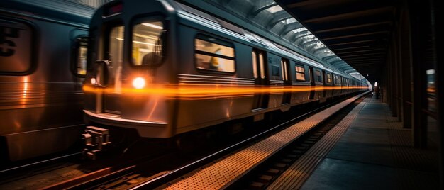 Tren de pasajeros rojo de alta velocidad corriendo por el ferrocarril por la noche al atardecer