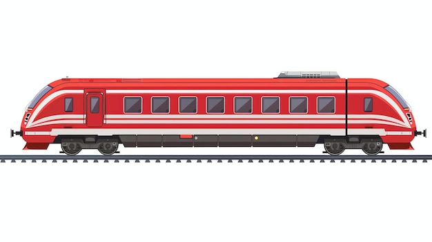 Foto tren de pasajeros rojo y blanco en el ferrocarril ilustración vectorial aislada en fondo blanco
