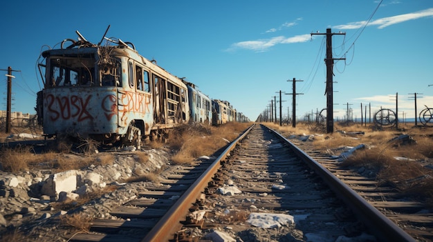 un tren que tiene graffiti en él