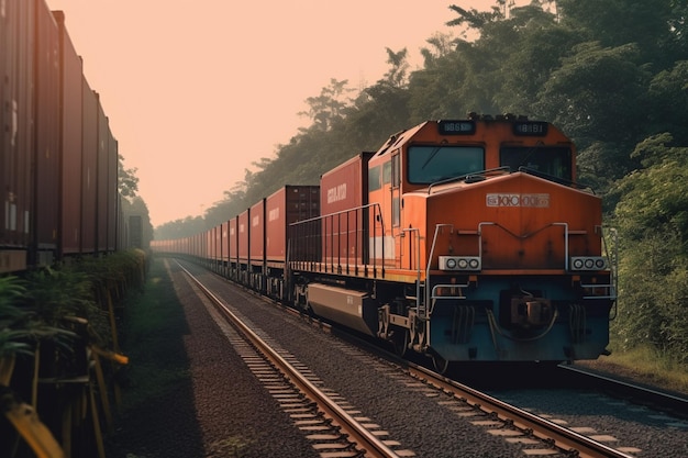 Un tren que transportaba contenedores de carga.