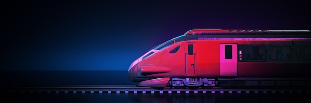 Tren con render 3d de fondo oscuro