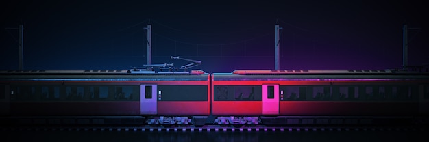 Tren con render 3d de fondo oscuro