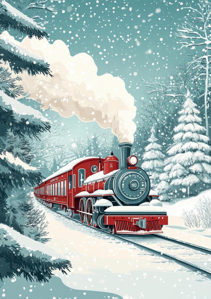 un tren rojo con un humo blanco saliendo de él