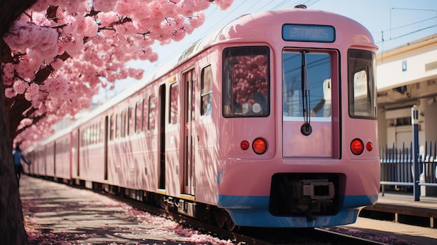 El tren rosa en Tokio, Japón Generado por IA