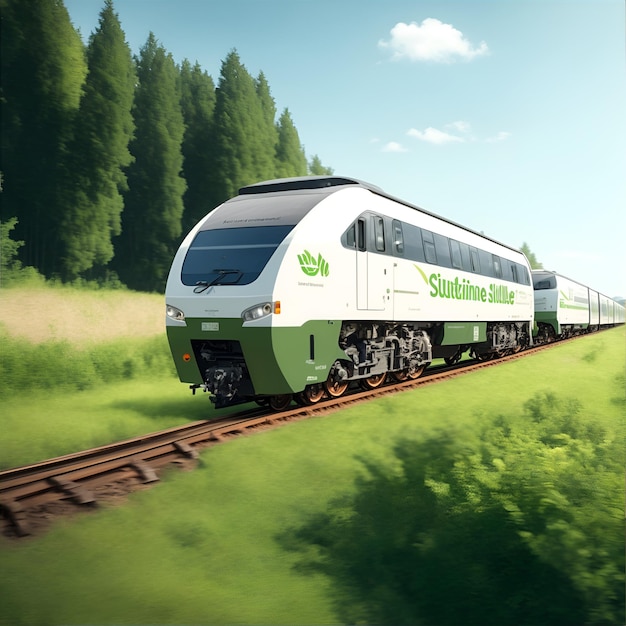 Un tren sostenible verde y blanco