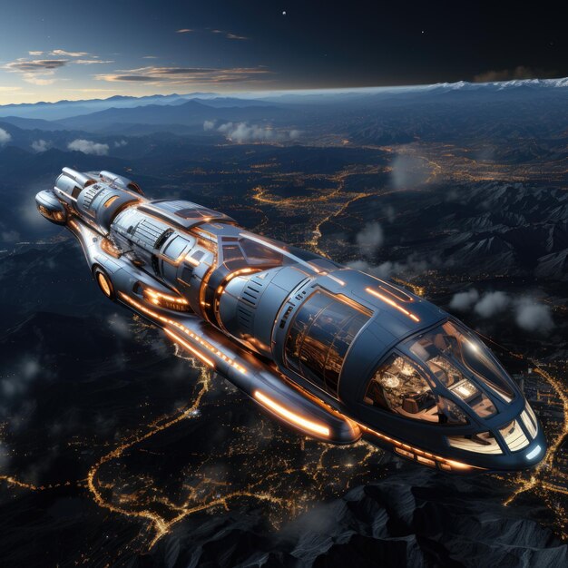 Tren de turismo espacial del futuro de los viajes.