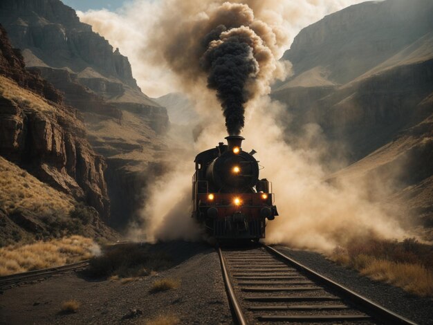 tren de vapor en las montañas