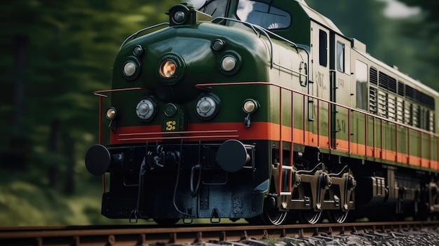 Un tren verde con el número 5 en él