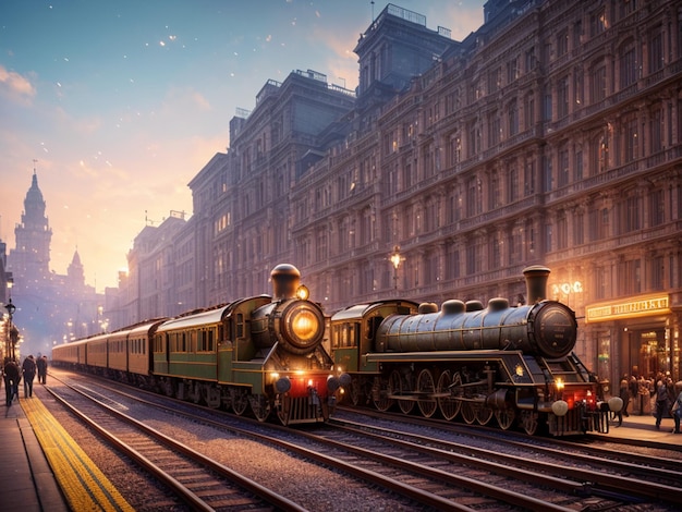 Un tren en las vías con la palabra "tren" en el frente.