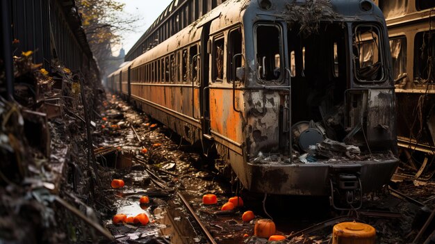 Foto un tren en las vías