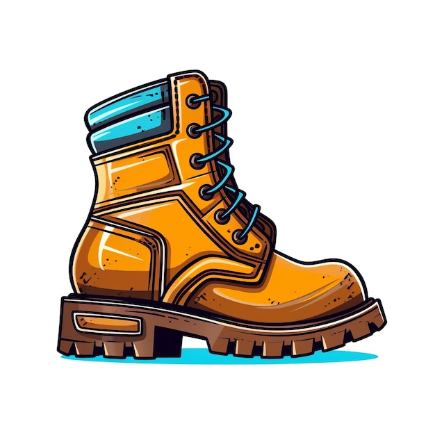 Foto trendige stiefel-schuh-cartoon-quadrat-illustration