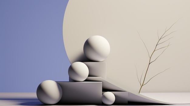 Trendige surreale ausgewogene Komposition verschiedener Formen Abstrakte Schönheit minimaler Formen