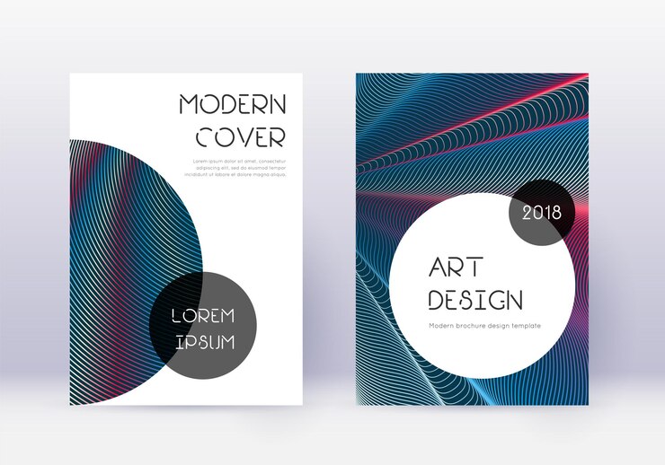Foto trendy cover-design-vorlagen-set rotes abstraktes lin