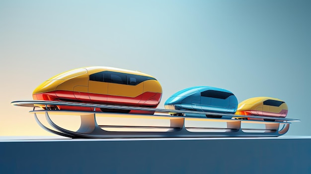 Trenes que levitan transporte de levitación magnética viaje sin fricción fondo de color sólido
