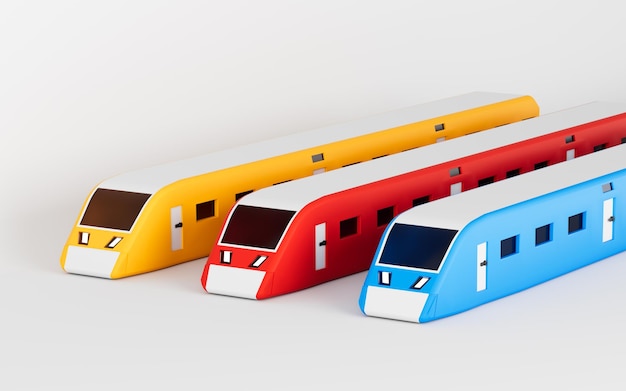 Trenes con renderizado 3d de fondo blanco