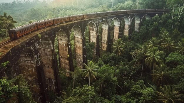 Trenho de IA gerativa na ponte na floresta da selva