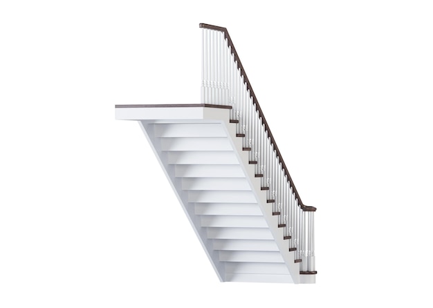 Treppe auf weißem Hintergrund. 3D-Rendering.