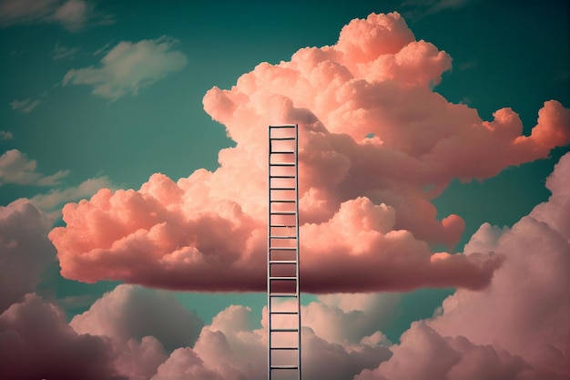 Treppe zum Himmel oder zum Traumkonzept Generative KI-Illustration