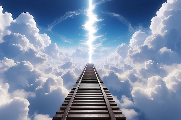 Foto treppen zum himmel wolken und himmel weg zu gott generative ai