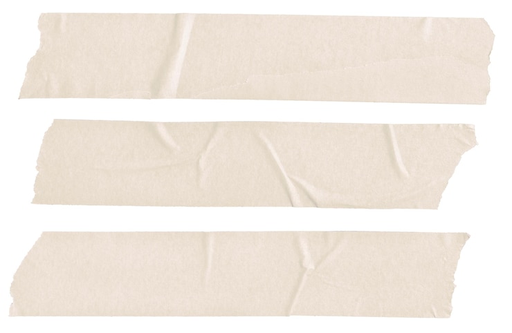 Foto três adesivos de fita de pintor em branco marrom isolados no fundo branco