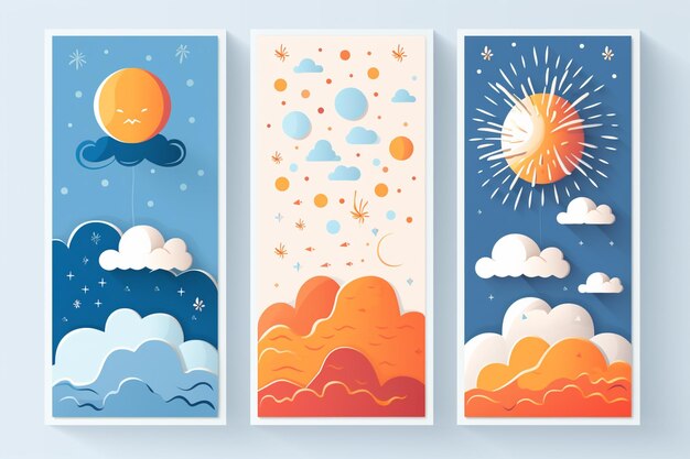 tres banderas con diferentes diseños del sol generativo ai