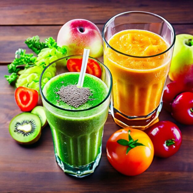 Três bebidas de desintoxicação de frutas e vegetais saudáveis