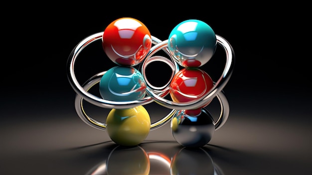 Três bolas de vidro coloridas com uma que diz 'a palavra " no fundo.