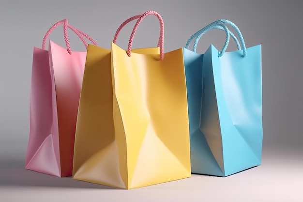 Tres bolsos de compras vibrantes seguidos