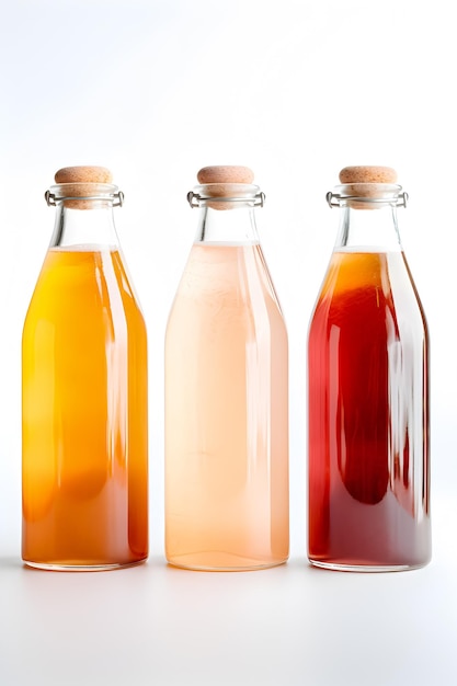 tres botellas de diferentes sabores de diferentes colores incluyendo uno con uno que dice's' en él