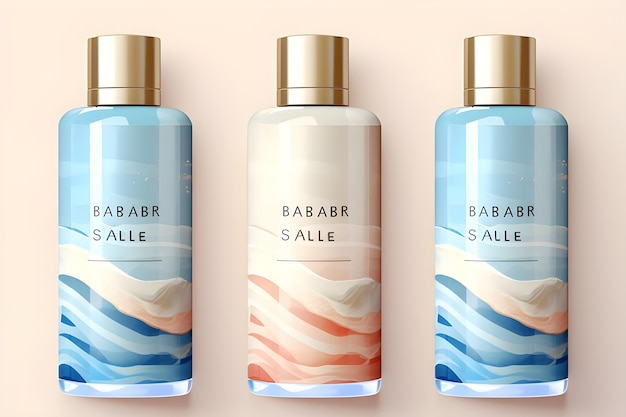 Foto tres botellas de perfume con las palabras quot bora quot en ellos