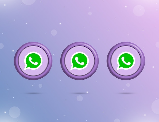 Três botões redondos com o logotipo da rede social whatsapp 3d