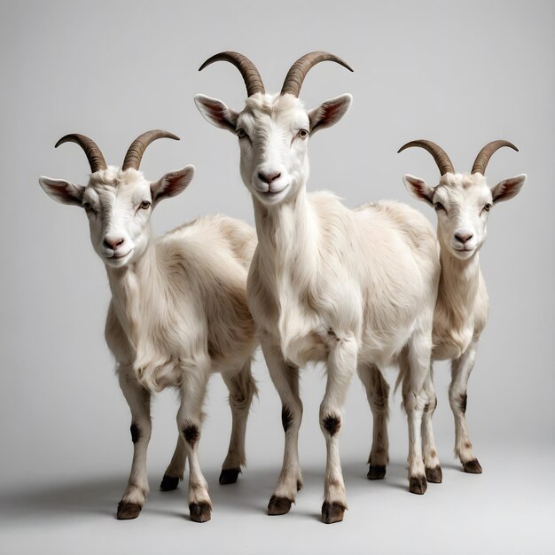 Foto tres cabras se muestran con una de ellas tiene una cara blanca