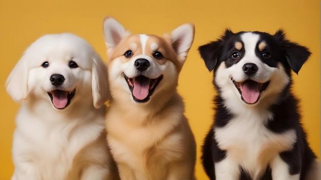 Foto três cachorrinhos fofos de bom humor