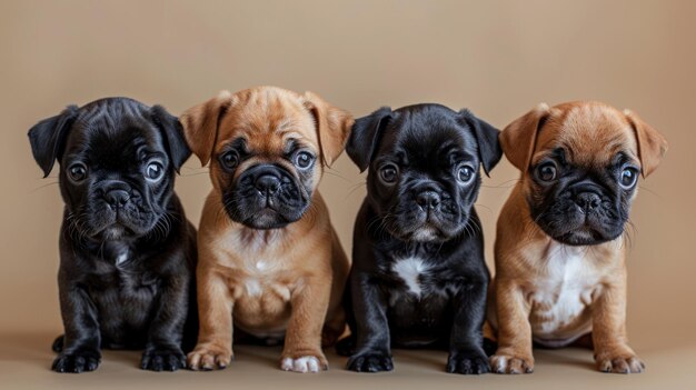 Três cachorrinhos sentados juntos