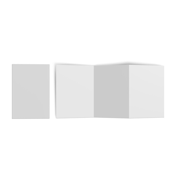 Três caixas brancas em um fundo branco.