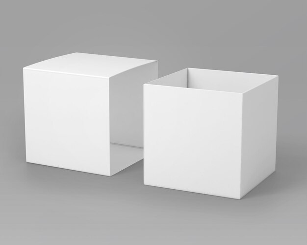 Foto tres cajas blancas están apiladas una encima de la otra