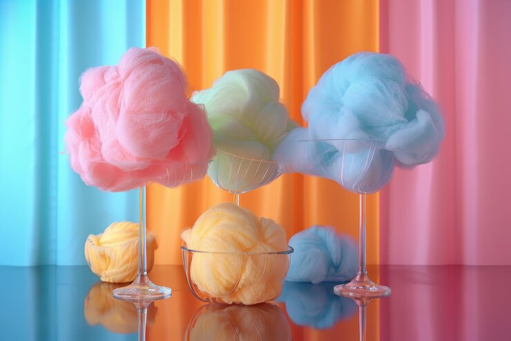 Foto tres conos de helado de colores con salpicaduras rosas y azules en la parte superior