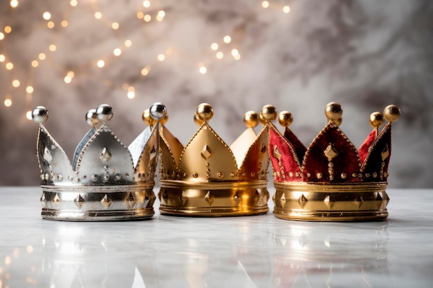 Foto três coroas como símbolo da celebração do dia dos três reis