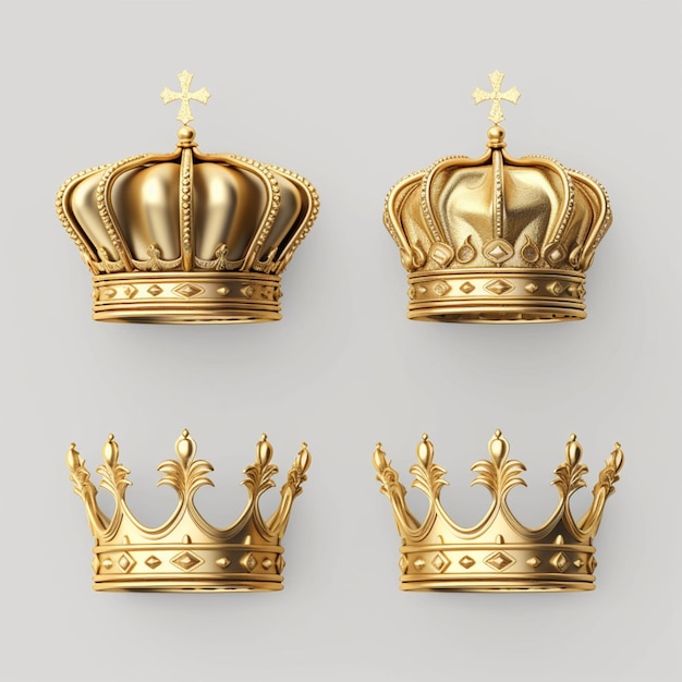 tres coronas doradas sobre un fondo gris con una ai generativa cruzada