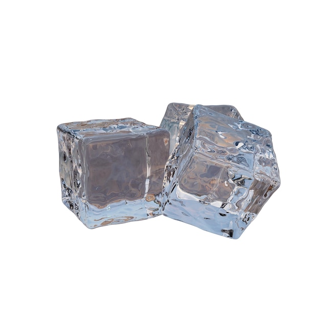 Tres cubos de hielo artificial en 3D