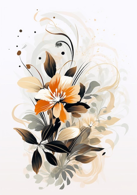 tres diseños florales abstractos vectoriales en negro blanco y marrón