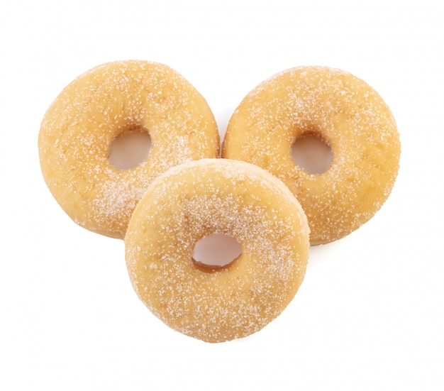 Três donuts de açúcar simples