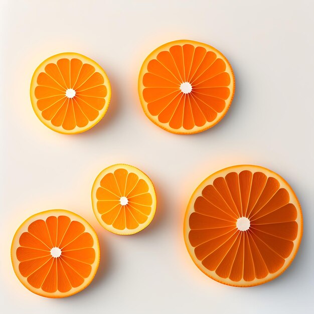 Tres formas redondas de color naranja aisladas sobre fondo blanco Vista superior composición plana